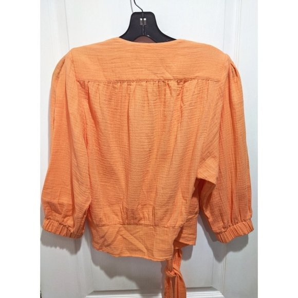 New Smythe | Wrap Tie Top in Tangerine - Picture 3 of 9